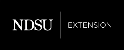 Logo for NDSU Extension - white on black