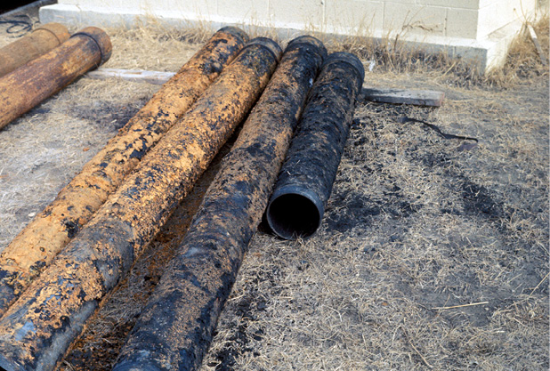 four pump column risers with iron bacteria