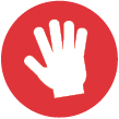 Fist showing 5 fingers of support
