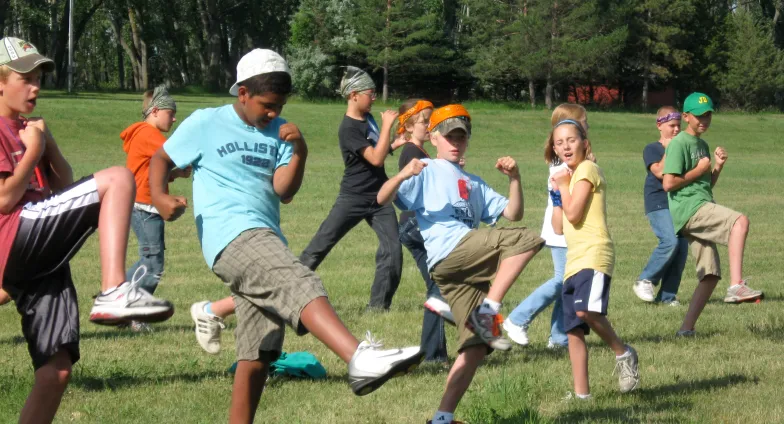youth running in field