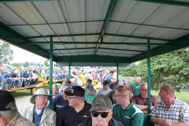 people on a trailer tour at Langdon REC Field Days