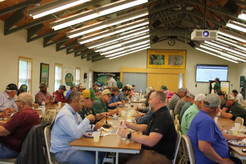 people enjoying food at LREC Field Day 